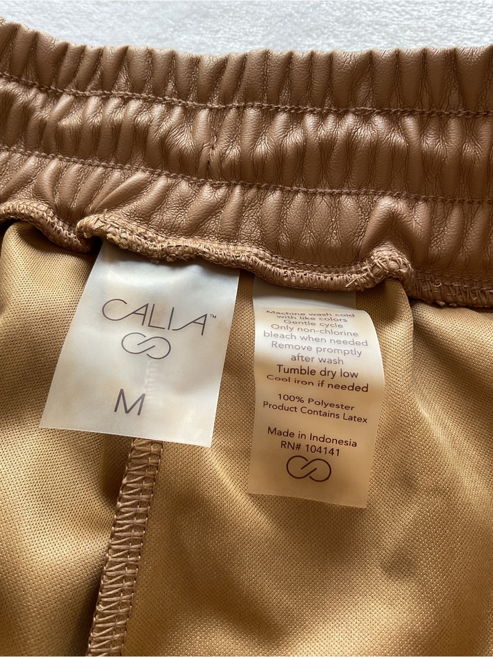 CALIA Women’s Faux Leather Jogger Pants Brown Tan Pull-On Size M - Picture 6 of 11